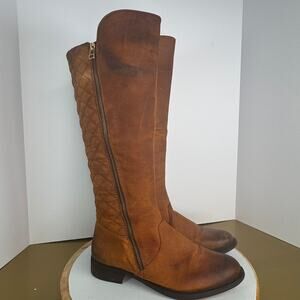 Steve Madden Northside Brown Leather Riding Boots Quilted Sz 10 Equestrian Fall